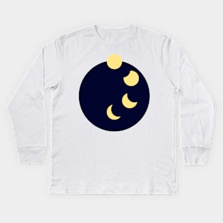 Moonset and Moon Phases Kids Long Sleeve T-Shirt